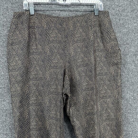 Dana Buchman Silk Dress Pants Women 14 Black Print High Rise Straight Artsy - Picture 2 of 12